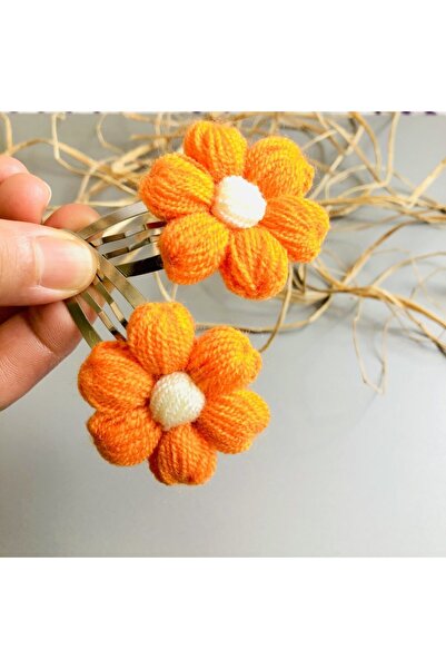 seyranat Оранжев комплект от 2 броя - маргаритка и щипка за коса - висококаче...