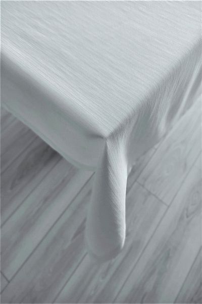 eno concept Linen Textured Stain Resistant White Table Cloth