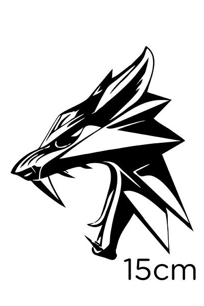 MIGNATIS Autocolant cu vedere laterală Angry Wolf Fox 15cm - Negru