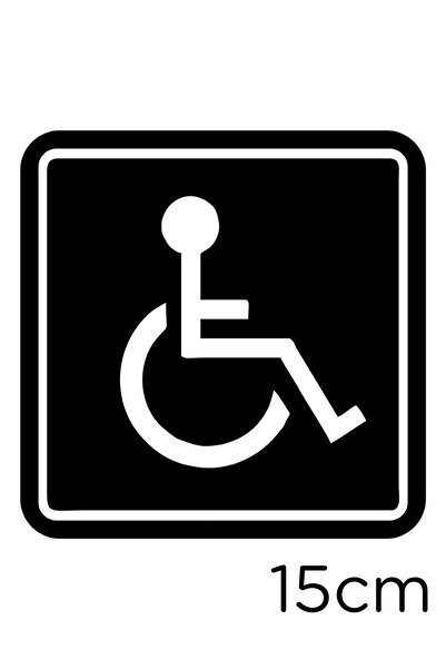 MIGNATIS Disabled Car and Disabled Woman Car Sign Sticker 15cm - Black