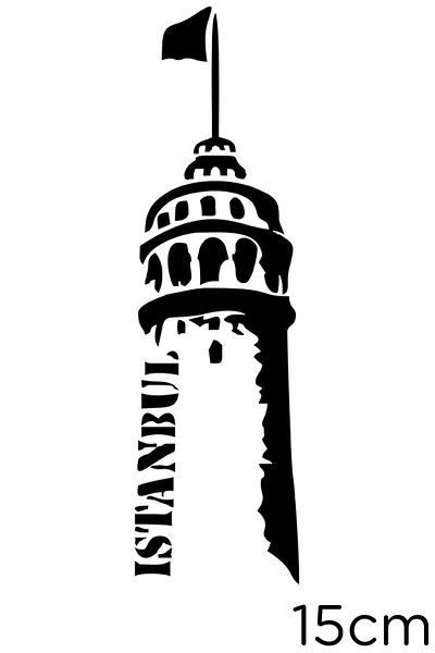 MIGNATIS Autocolant de perete Turnul Galata din Istanbul Europa 15cm - Negru