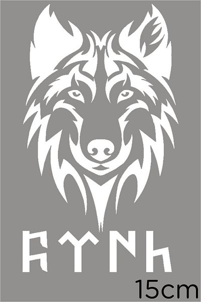 MIGNATIS Autocolant pentru mașină Gokturkish Turkish Writing And Wolf 15cm - Alb