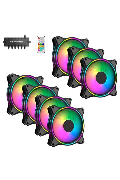 GamePower طقم مروحة Argb Pro 7x120mm Air Turbine - مروحة (مع وحدة تحكم وجهاز تحكم عن بعد)