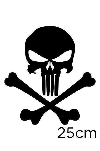 MIGNATIS Autocolant Skull Punisher And Bone 25cm - Negru
