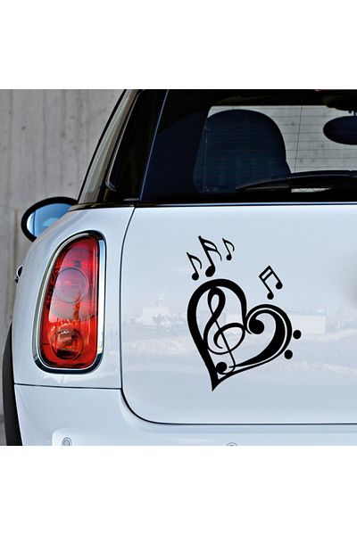 MIGNATIS Pictogramă Inimă Și Note Muzicale Autocolant Lipire 25cm - Negru