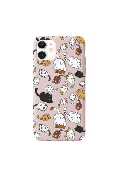 shoptocase Iphone 11 Lansman Kedicikler Desenli Telefon Kılıfı