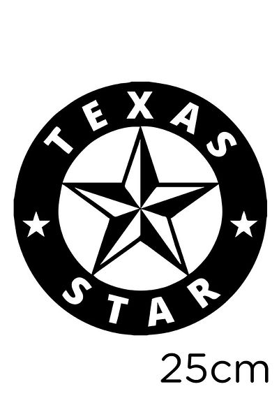 MIGNATIS Autocolant Texas Star scris și cu efect de stea în interiorul cercului 25 cm - negru