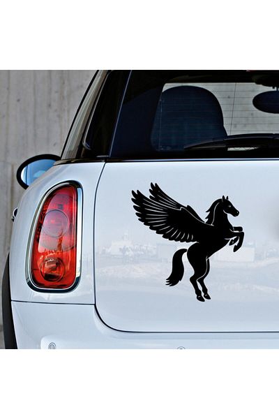 MIGNATIS Pegasus Feet Air Flying Horse Head Mitologia Greacă Autocolant Cal 25cm - Negru