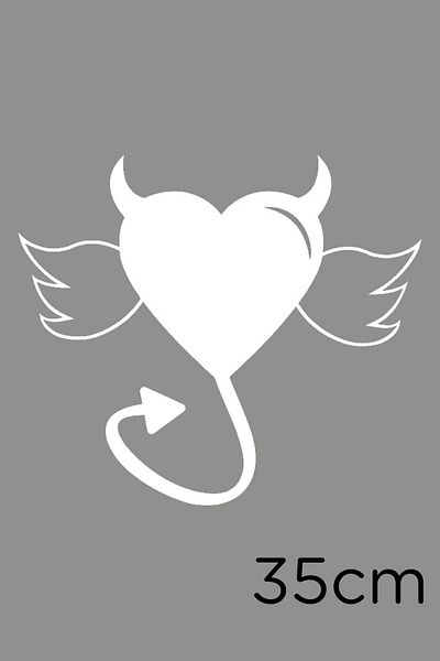 MIGNATIS Autocolant cu icoană cu coadă înaripată Demon Evil Heart 35cm - Alb