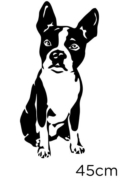 MIGNATIS Autocolant Boston Terrier Așezat Etichetă Lipire 45cm - Negru