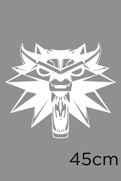 MIGNATIS Autocolant cu gura deschisă Angry Wolf față 45cm - alb