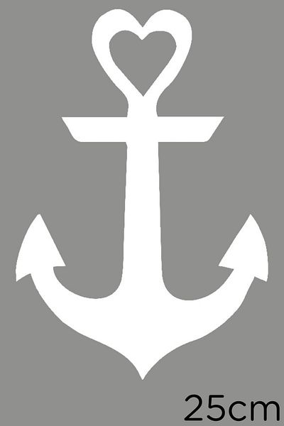 MIGNATIS Autocolant cu icoană inimă și ancoră de mare 25 cm - alb