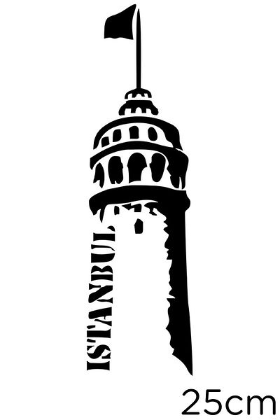 MIGNATIS Autocolant de perete Turnul Galata din Istanbul Europa 25cm - Negru