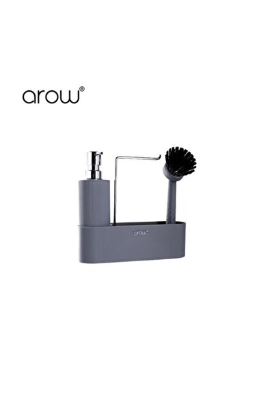 AROW Harper Mutfak Fırçalı Sıvı Sabunluk Seti Gri