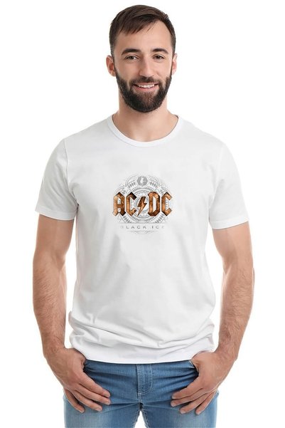 QIVI ACDC Black Ice Koncept Art Štampano Bela Muška Pleteno Majica T-shirt Ma...
