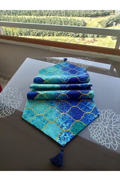 Ayşemce Runner cu model cană albastră,