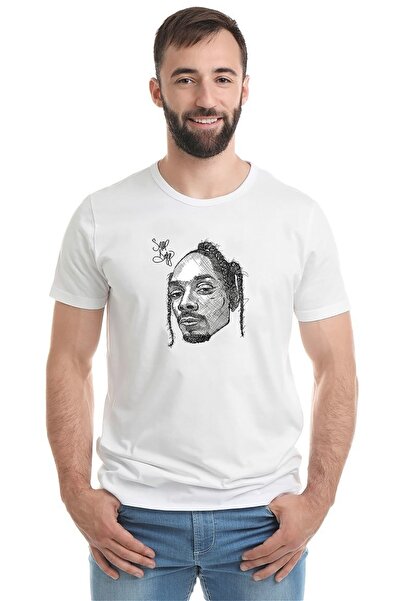 QIVI Snoop Dogg Head Shot Štampano Beli Muškarci Pleteno Majica T-shirt T-shirt