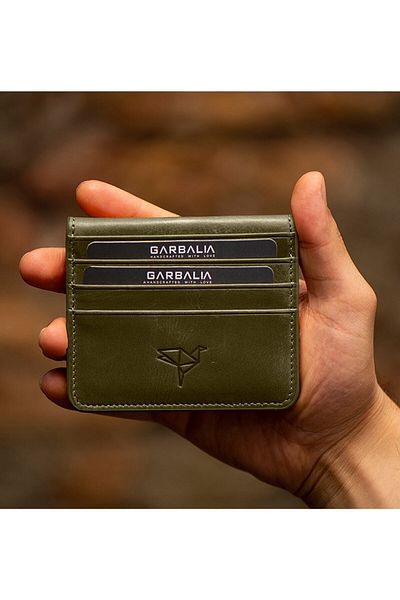 Garbalia Vintage Leather Card Holder Money Portfolio Green