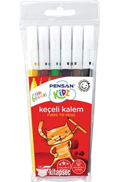 Pensan قلم كيدز مزين باللباد والبهجة 6 ألوان