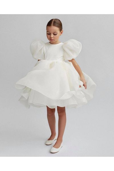 Da&Mira Girl's Ecru Design Dress
