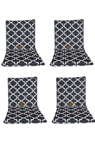 Vip Home Concept Chair Cushion with 4 Backrests, Large Zippered, Washable Black Seat