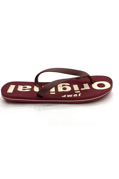 Jump Slippers 9069 B-burgundy White Flip Flops