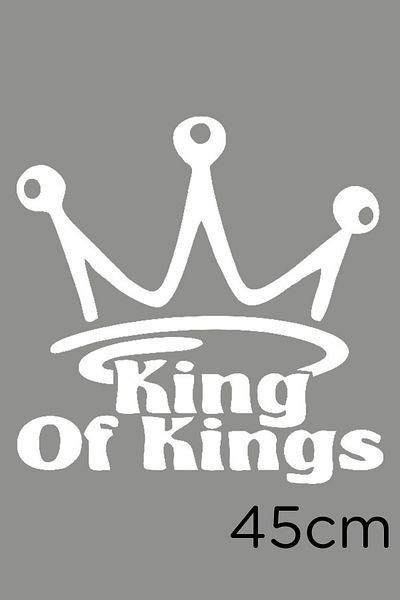 New Jargon Autocolant cu text și coroană King Of King 45cm - alb