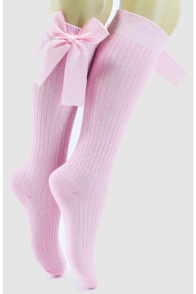 ÖZDEMİR Kız Çocuk Pembe Kurdelalı Kokulu Diz Altı Çorabı
