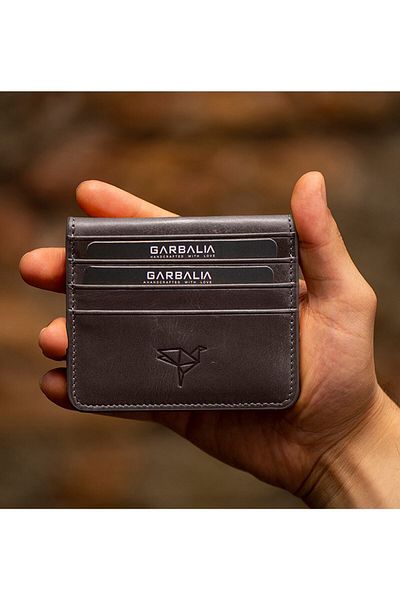 Garbalia Vintage δερμάτινη θήκη για κάρτες & χαρτοφυλάκιο νομισμάτων γκρι