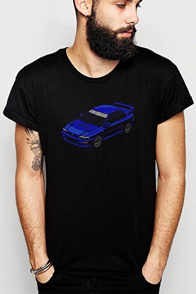 QIVI Subaru Impreza 22b Štampano crna muška Pleteno majica T-shirt