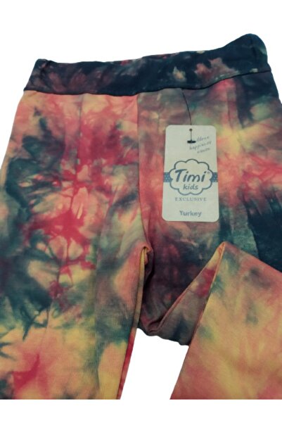 Timi Kids Girl's Red Unprinted Original Batik Seasonal Long Tights