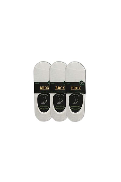 BROX Мъжки бели бамбукови безшевни силиконови балерини, чифт от 3