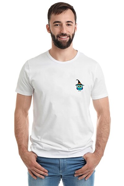 QIVI Ilustracija ptice morske plave boje, sova, crtani film Štampano beli muš...