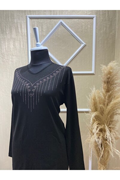 MaviMoure Kadın Siyah Anne Likralı Penye Body