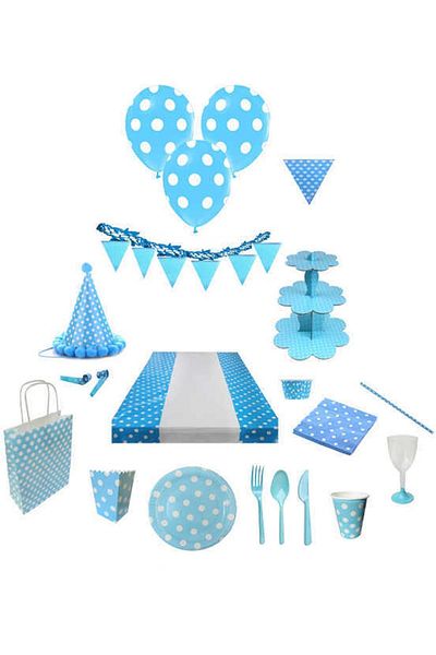 BÜYÜTEÇ KINA Blue Polka Dot Corn Chips Box - Pk:10, Kl:200, Width:8Cm, Length:11,5Cm