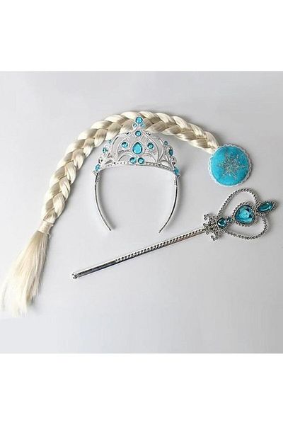 QUEEN AKSESUAR Frozen Frozen Elsa Princess Model împletitură pentru copii Agrafă de păr Coroană Bentita Set de 3