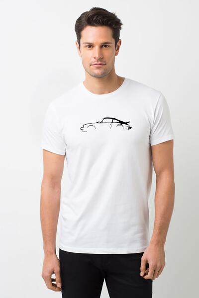 QIVI Мъжка бяла тениска Silhouette Porsche 911