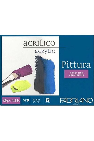 Fabriano Pittura Acrylic, Water and Oil Paint Notebook 400 Gr30x40 cm10 Sheets