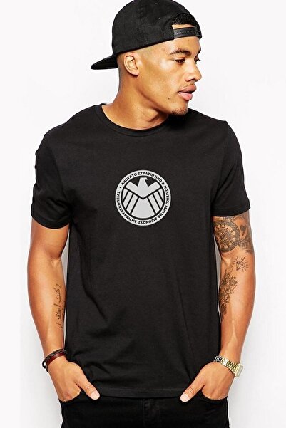 QIVI H I E L D Чорна чоловіча трикотажна футболка з принтом