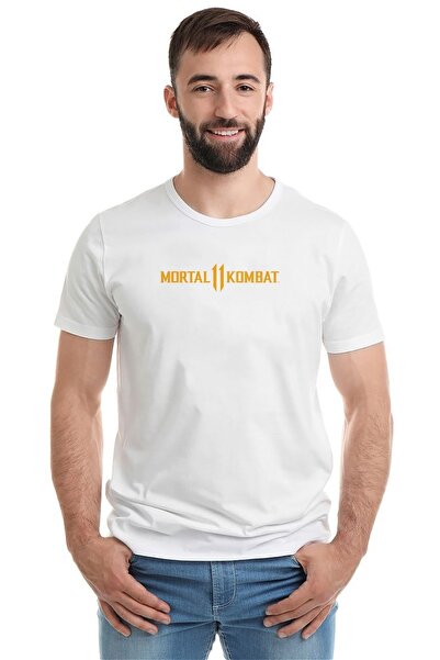 QIVI Mortal Kombat 11 Logo Štampano Bela muška Pleteno majica