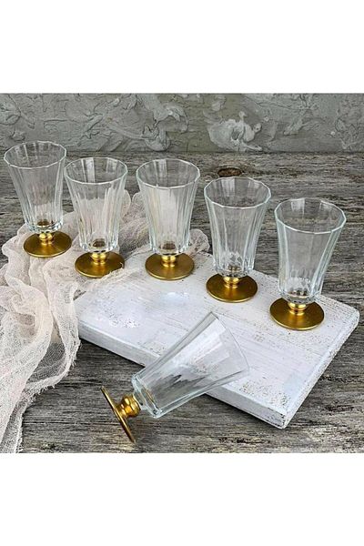 Paşabahçe 6-Piece Hand Decor - Gold Gilded Color Diamond, Coffee, Water Liquor Cup Gift Dowry Presentation