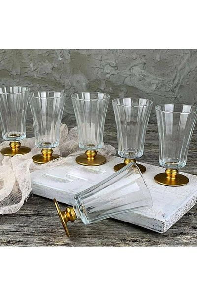 Paşabahçe 6-Piece Hand Decor - Gold Gilded Color Diamond, Coffee, Water Liquor Cup Gift Dowry Presentation
