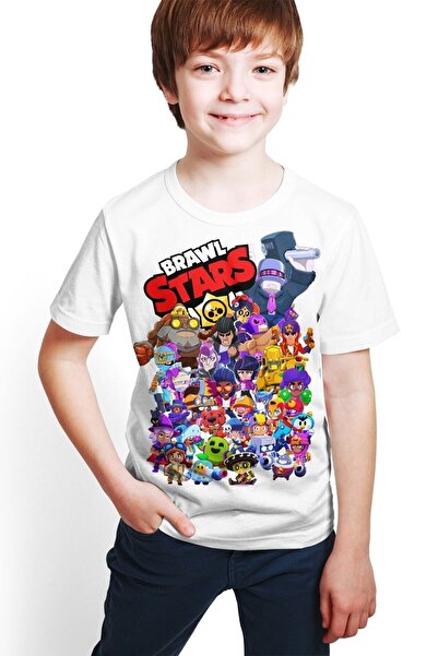 Garalio Boy's White Brawl Stars - All Stars - Tricou pentru copii cu imprimeu...