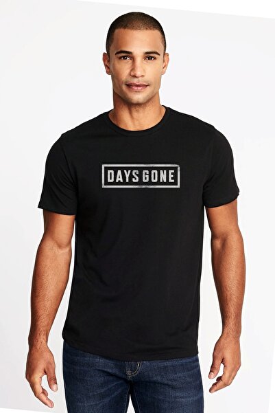 QIVI Days Gone Logo Štampano Crna muška Pleteno majica T-shirt T-shirt majica