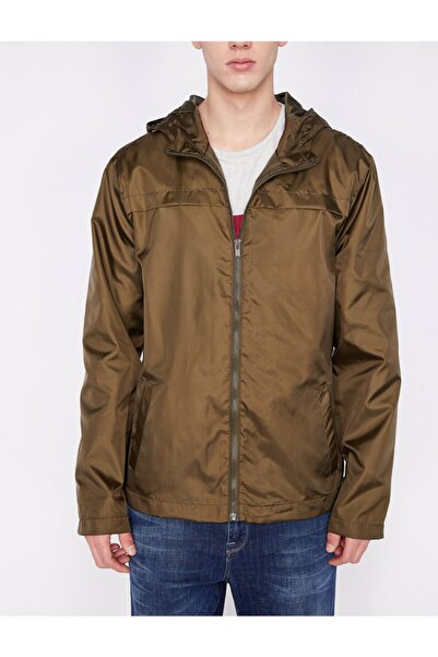 Koton Pánský zelený kabát s kapucí na zip 9YAM21249HW