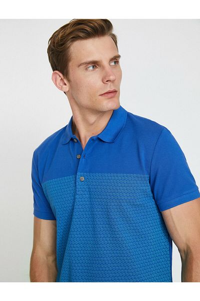 Koton Modré pánské tričko Ss Polo 9YAM11954LK