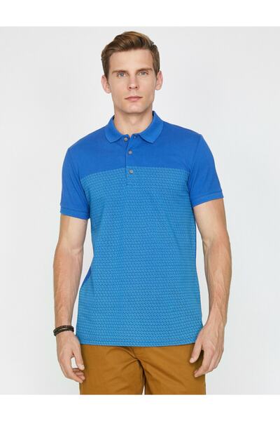 Koton Modré pánské tričko Ss Polo 9YAM11954LK