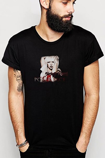 QIVI Lady Gaga Poker Face Štampano Crna muška Pleteno majica T-shirt T-shirt