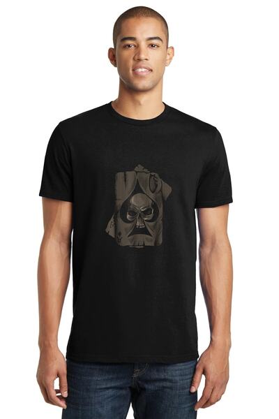 QIVI Motörhead Playing Cards Skull Brown Rock Tricou tricotat negru cu imprimeu metalic pentru bărbați Tricou Tricou T S