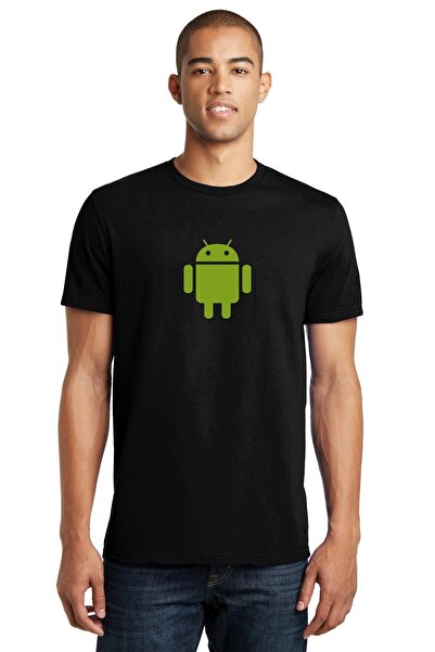 QIVI Android logo Štampano crna muška Pleteno majica